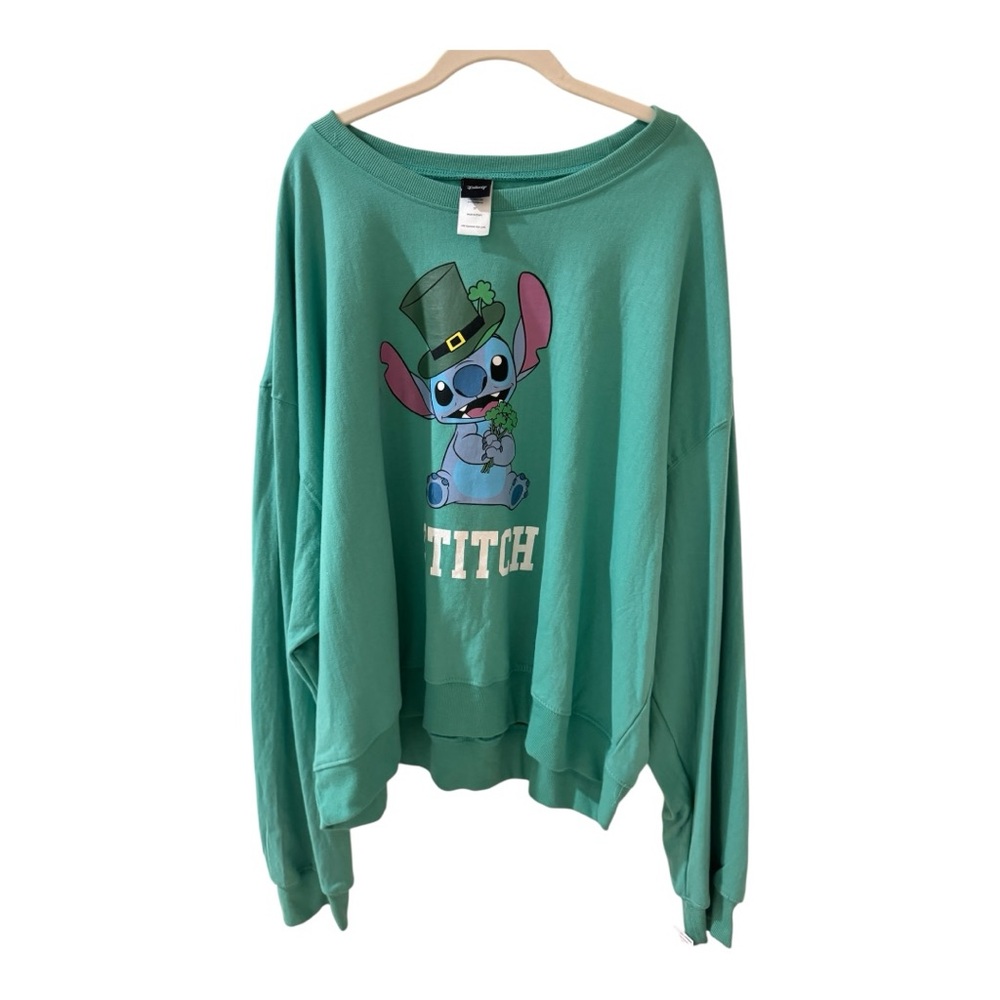 Disney Lilo & Stitch St. Patrick's Day Shamrock Green crewneck sweatshirt 3X